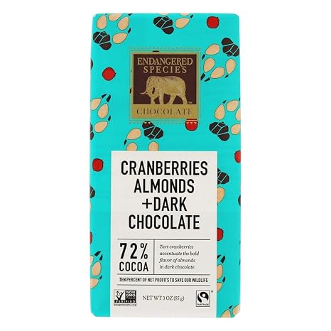 Endangered species chocolate Dark chocolate with cranberries&almonds bar Natural - wolf (037014242300)