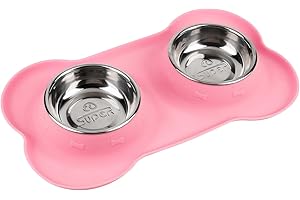SUPER DESIGN SUPERDESIGN Dog Bowls 2 Stainless Steel Puppies Bowl with No Spill Non-Skid Silicone Mat Pet Water and Food Feeder Bowls for Feeding Small Medium Large Dogs Cats Smal PK