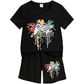 Cakaner Tween Boys Summer Clothes 2 Piece Short Sleeve Graphic T-Shirt and Shorts Casual Outfit Set Size 7-14