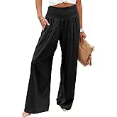 ANRABESS Women Linen Palazzo Pants Summer Boho Wide Leg High Waist Casual Lounge Pant 2026 Beach Travel Vacation Outfits