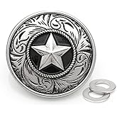 CRAFTMEMORE Star Navajo Vintage Coin Concho Screw Back Cowboy Battle Sheild Leathercraft Embellishment 1-1/4 Inches 2pcs CHS47 (Black Silver)