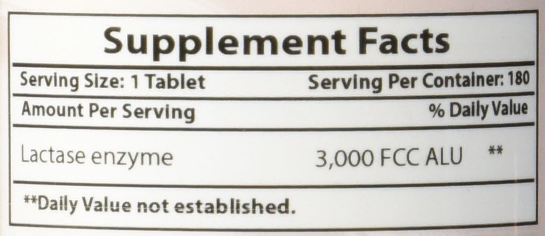 Best Naturals Fast Acting Lactase Enzyme Tablet, 3000 Fcc Alu, 180 Count (859375002900): Health & Personal Care