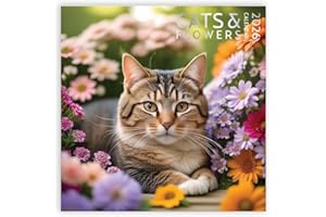 ARTICO Cats and Flowers Large Wall Calendar | 12 x 12 Inches | 2026 Wall Calendar | Christmas Gift (Cats and Flowers)