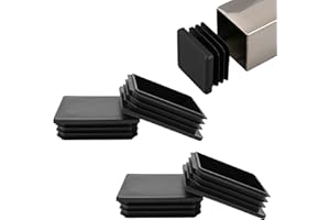 BOPOREAE 4 PCS 4"x 4" Square Tube End Cap Plastic Plugs, Square Tubing Plug Inserts for Metal Tubing, Fences, Glide Protection from Chair Legs and Furniture, Suitable for 3-5 mm Tube Thickness, Black
