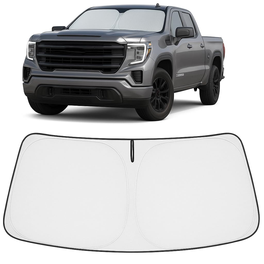 Photo 1 of Proadsy 2025 Upgrade Windshield Sun Shade Custom Fit GMC Sierra 2019-2025 4-Layer Foldable Front Sunshade Protector Sun Visor Blocks UV Rays Keep Car Cooler Accessories