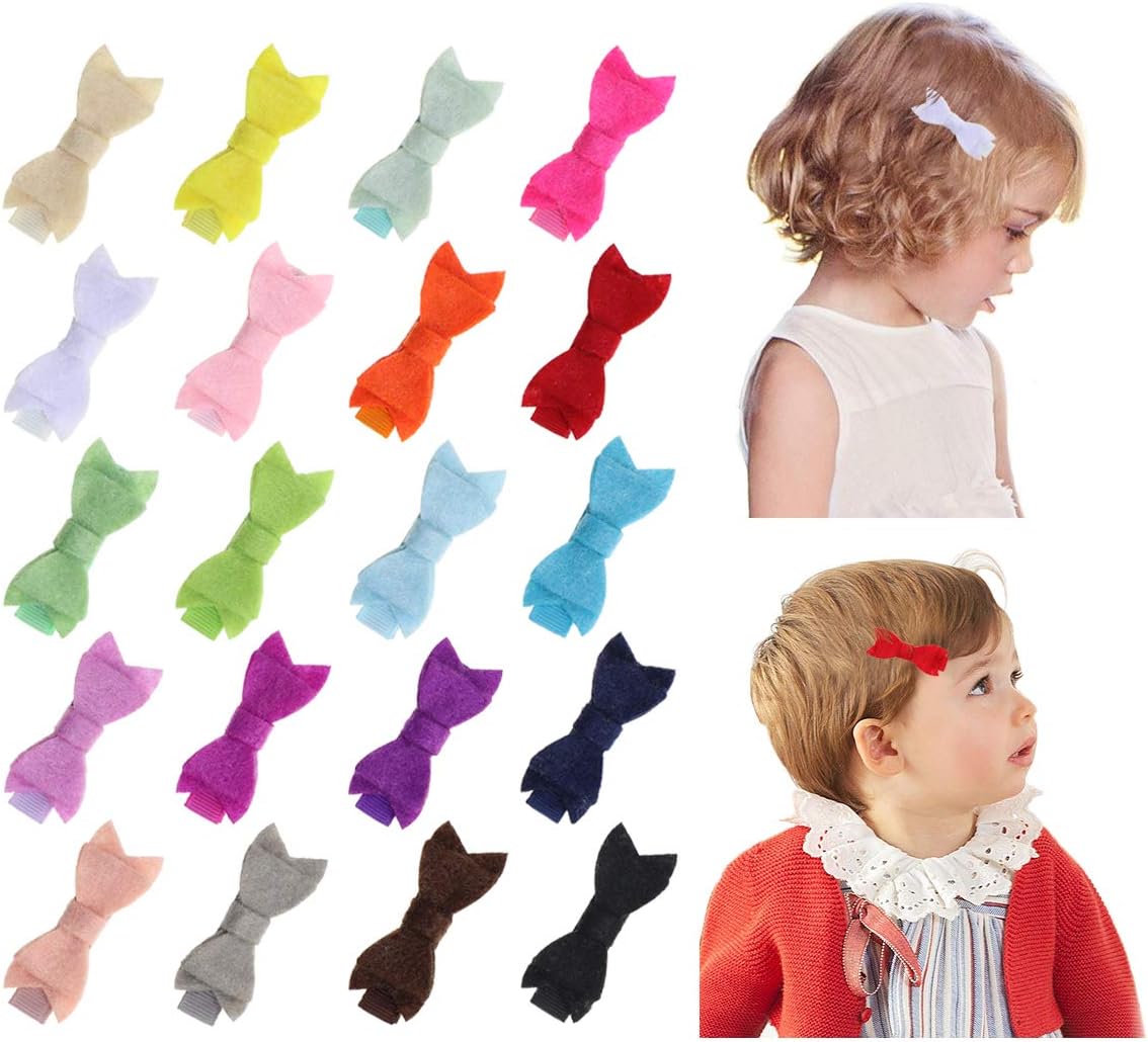 Baby Hair Clips 20Pcs 2 Inch Tiny Bows Fully Lined Barrettes for Girls Toddlers Infants and Kids by Mery Yuer