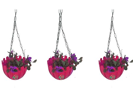 Oshi Greens 3 Pack Hanging Planter and 3 PCS Chain Indoor Outdoor Hanging Plant Holder Hanging Planter Flower Pots for Decorations