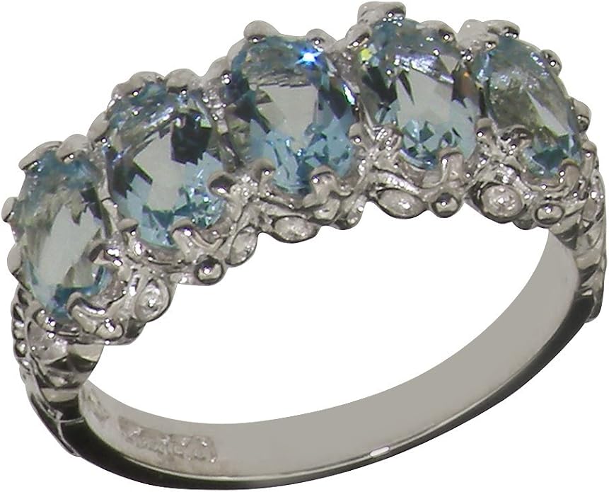 Amazon 925 Sterling Silver Real Genuine Aquamarine Womens Eternity Ring Jewelry