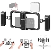 NEEWER Upgraded Phone Rig Vlogging Kit, Video Stabilizer, PA009 | Dual Handles, Wireless Mic Clip Slot, for TikTok YouTube, Compatible with SmallRig iPhone 18 Pro ProMax 17 Pro Max 16 16e