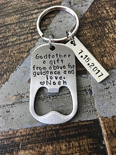 Godfather Gift Gifts for Men A Gift From Above Godfather Keychain Personalized Godfather Gift baptism gift Handstamp Keychain