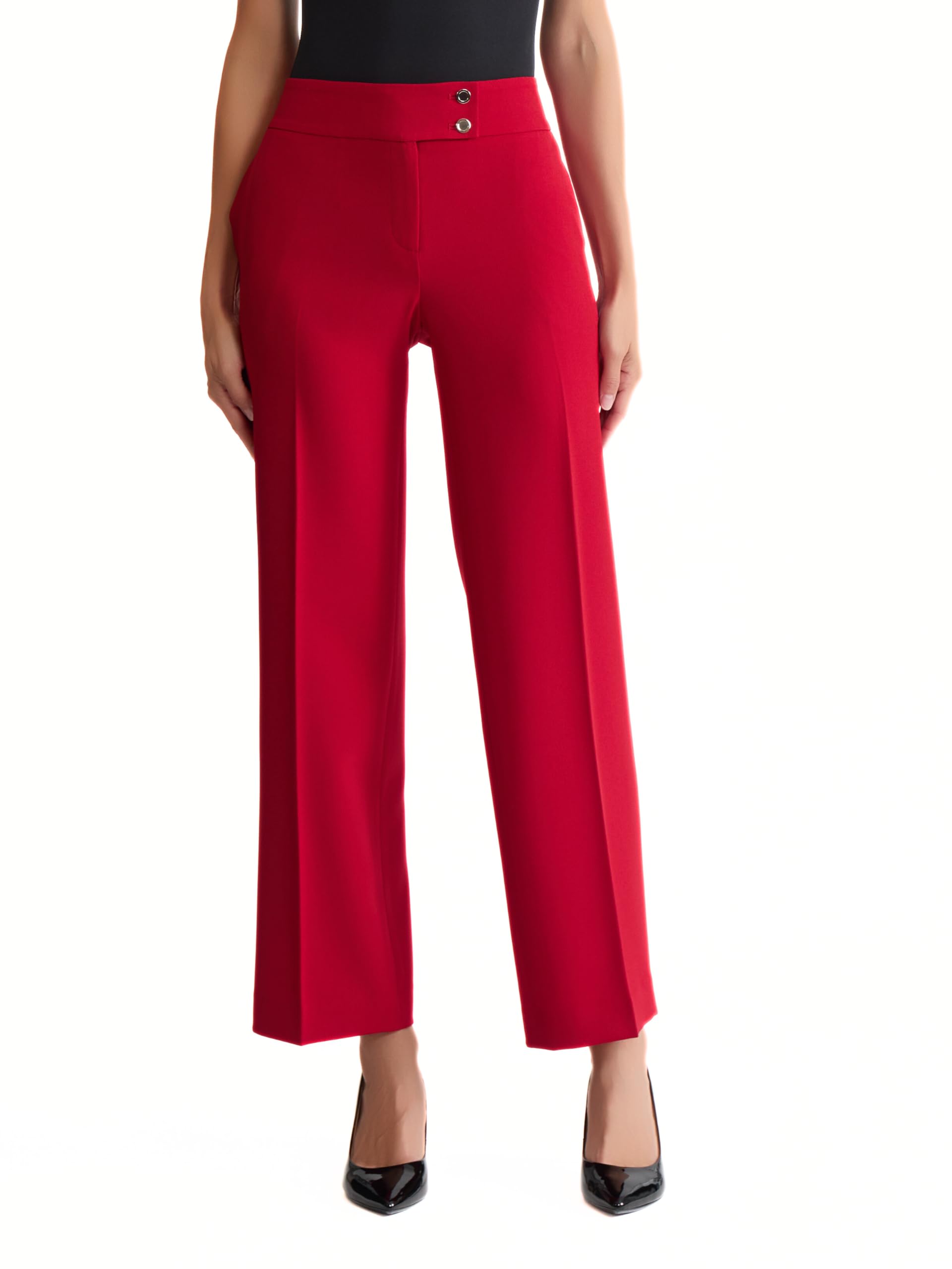 Kasper Plus-Size Stretch Crepe Tab Waist, Wide-Leg Pant
