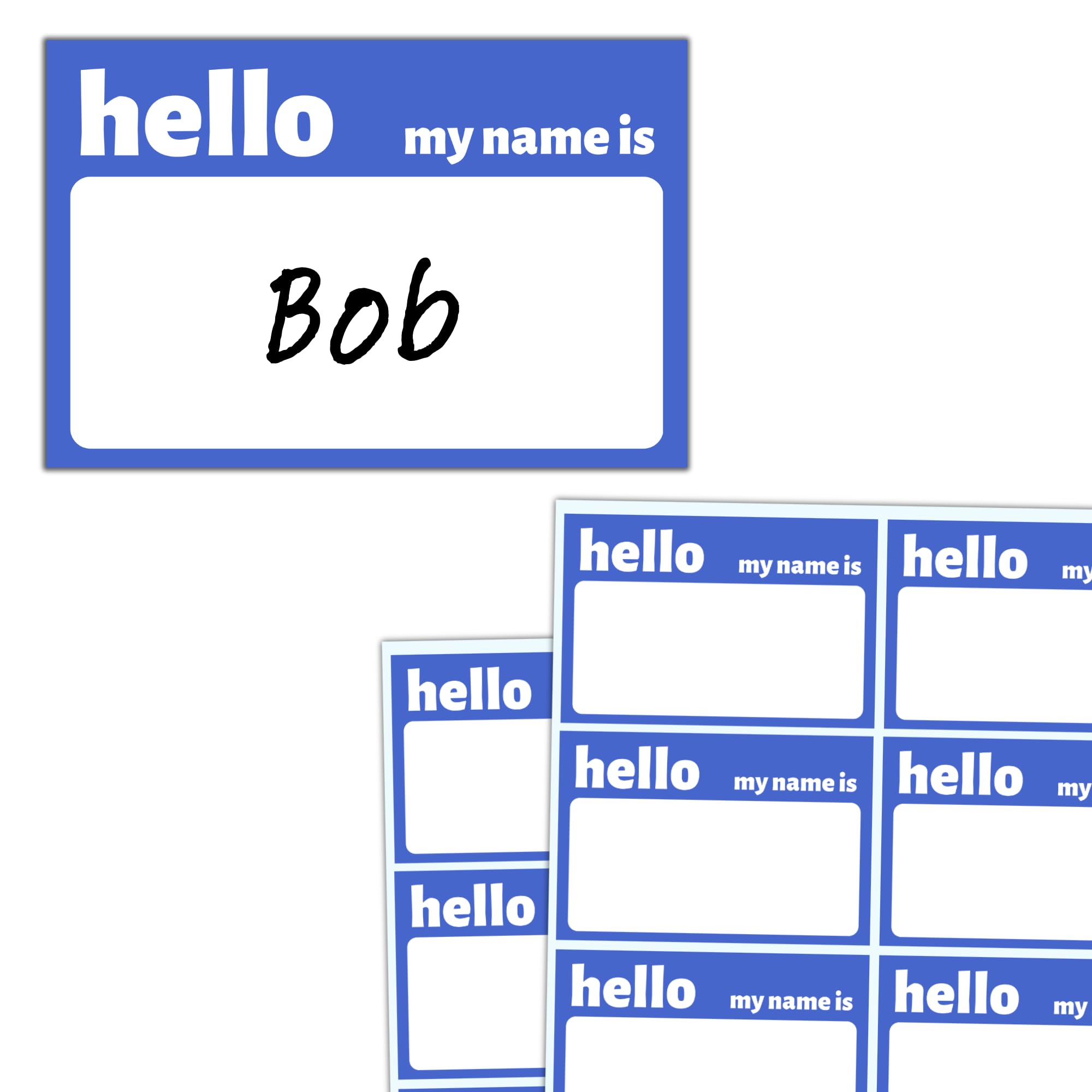 200 Pack - Hello My Name Is Stickers, 75 x 50 mm - Blue