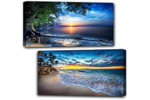 OFRKE 2 Pack Diamond Painting Kits，Large 5D DIY Sunset Ocean Beach Diamond Painting Kits for Adults，DIY Full Drill Crystal Rhinestone Arts and Gem Art Painting with Diamond Home Wall Decor (28X16inch)