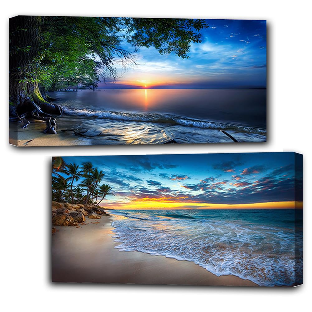 Photo 1 of 2 Pack Diamond Painting Kits?Large 5D DIY Sunset Ocean Beach Diamond Painting Kits for Adults?DIY Full Drill Crystal Rhinestone Arts and Gem Art Painting with Diamond Home Wall Decor (28X16inch)
