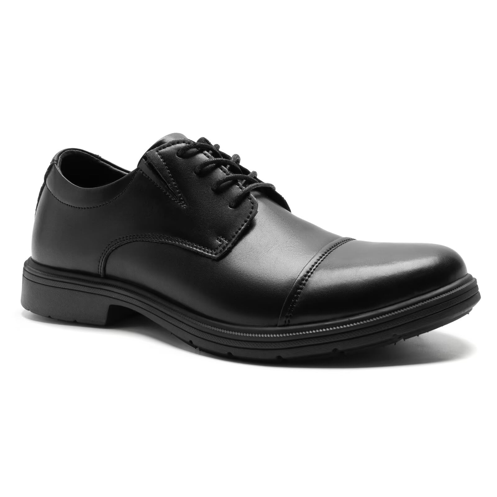 Photo 1 of Men's Orthopedic Leather Dress Walking Shoes: Fit Therapeutic Plantar Fasciitis Arch Support Flat Feet Office Wedding Wingtip Shoes, Comfortable Classic Modern Formal Casual Oxfords Black Size 9
