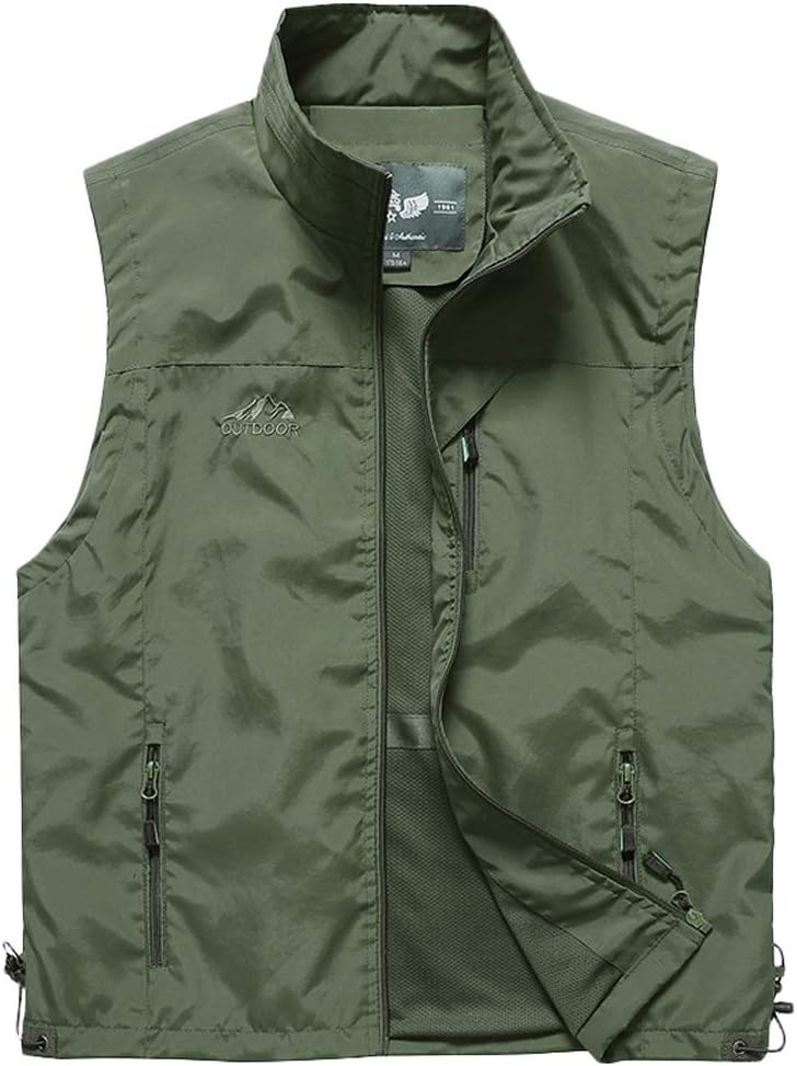 Pocket vest Polyester Mens Spring and Autumn Thin Sports and Leisure Multi Color : Dark Blue, Size : XXXL