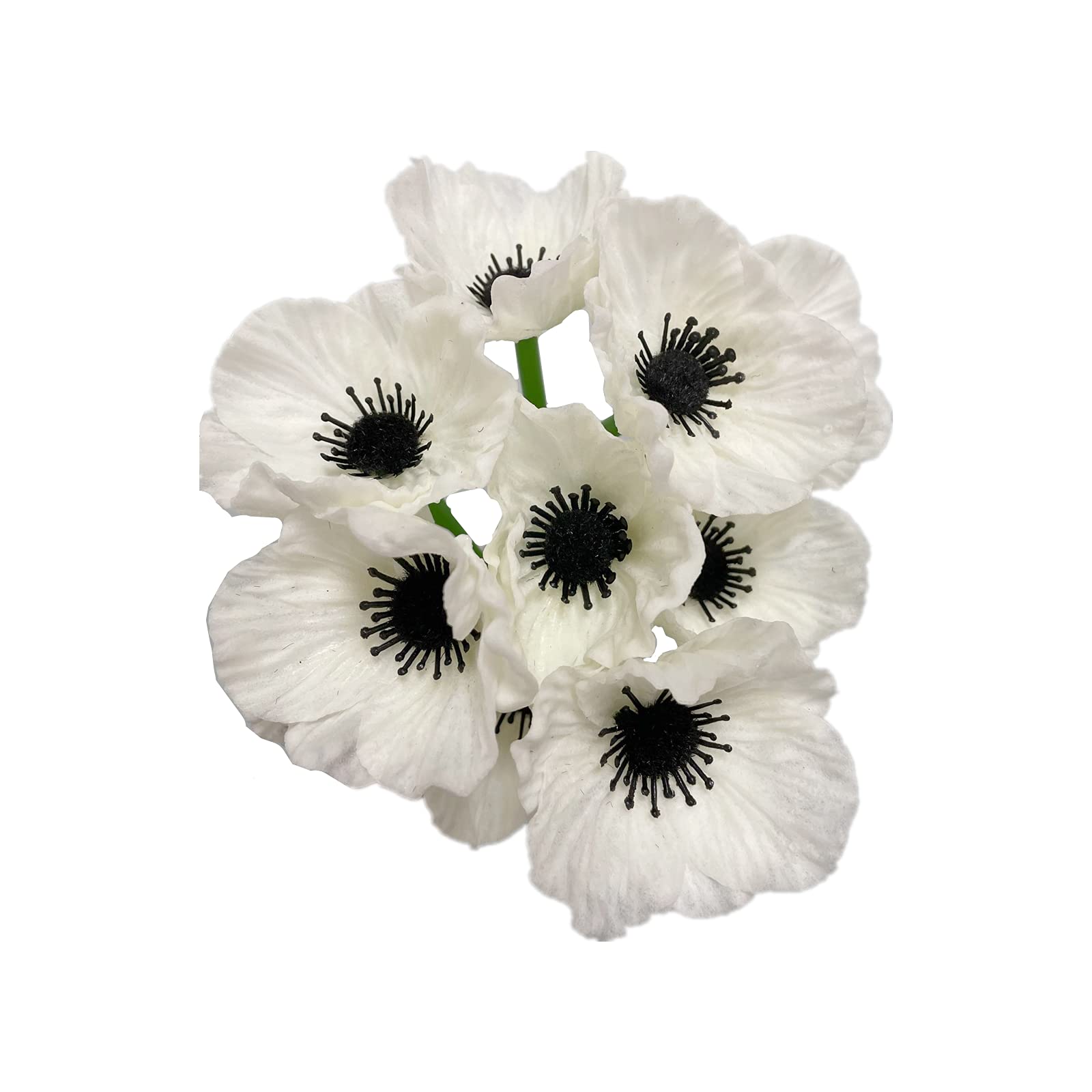 Rikyo 10 Stem 11" Bouquets Artificial Flowers Poppy Flowers,No Fade Multicolor PU Fake Wild Flowers for Kitchen Table Centerpiece Vase,Home Wedding Holding Flowers Backdrop Arch Wall(White)