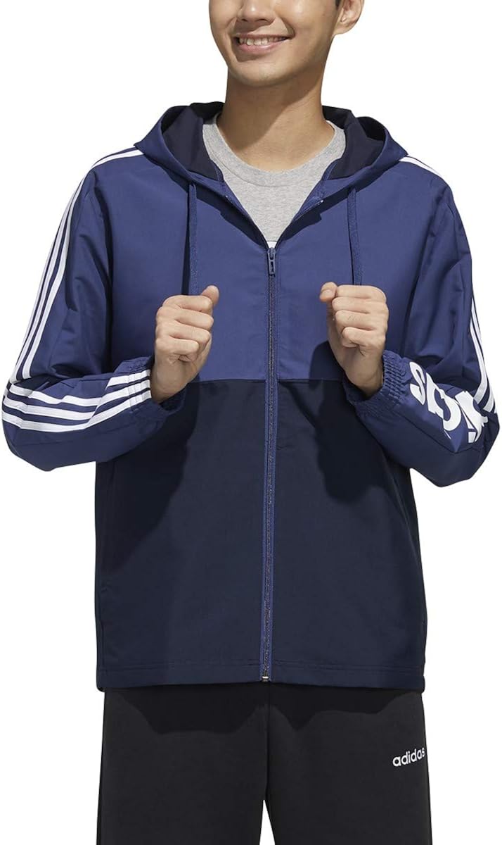 adidas Men's Essentials 3-stripes woven Windbreaker: Clothing