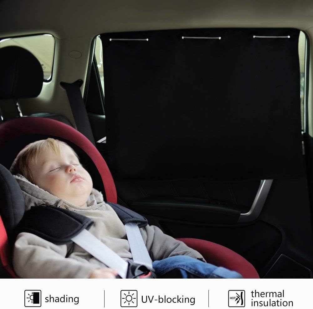 2 Pieces Pare Soleil Rideaux Voiture Pour Bebe Noir Universelle Rideau Avec Ventouse Pour Fenetre Vitres Laterale Pret A Poser Chaleur Bloquer Protege Enfants Animaux 70 X 52 Cm Sieges Auto Et