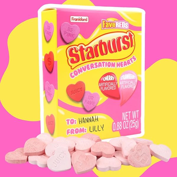 STARBURSTS CONVERSATION HEARTS, CLASSIC VALENTINE’S DAY CANDY, .88 OUNCES EACH (PACK OF 4)