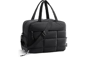 BAGSMART Small Gym Bag for Women, 23L Carry on Travel Duffle, Water-resistant Dance Bag with Shoe Compartment, Black