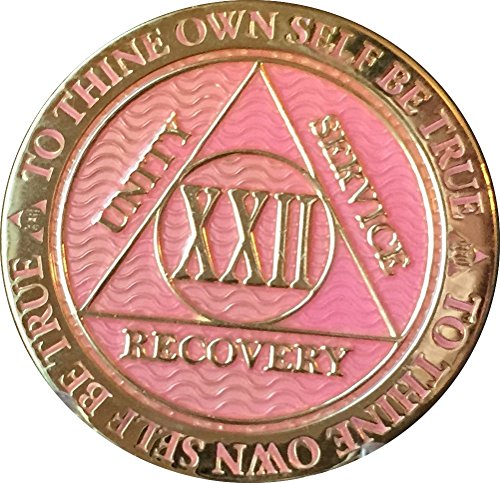 Recoverychip 22 Year AA Medallion Reflex Pink Gold Plated Chip