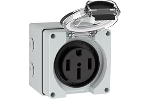 Muelnmey 50Amp Power Outlet Box,125/250Volt NEMA 14-50R Receptacle Outdoor dustproof and Weatherproof for Electric Vehicles, generators, Welding Machines, etc.ETL Listed