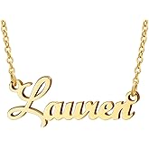 Ldurian Custom Name Necklace, Personalized Name Plate Pendant Necklace Pre Gifts, Charm Pre-made Jewelry for Mom Mama Birthday Anniversary