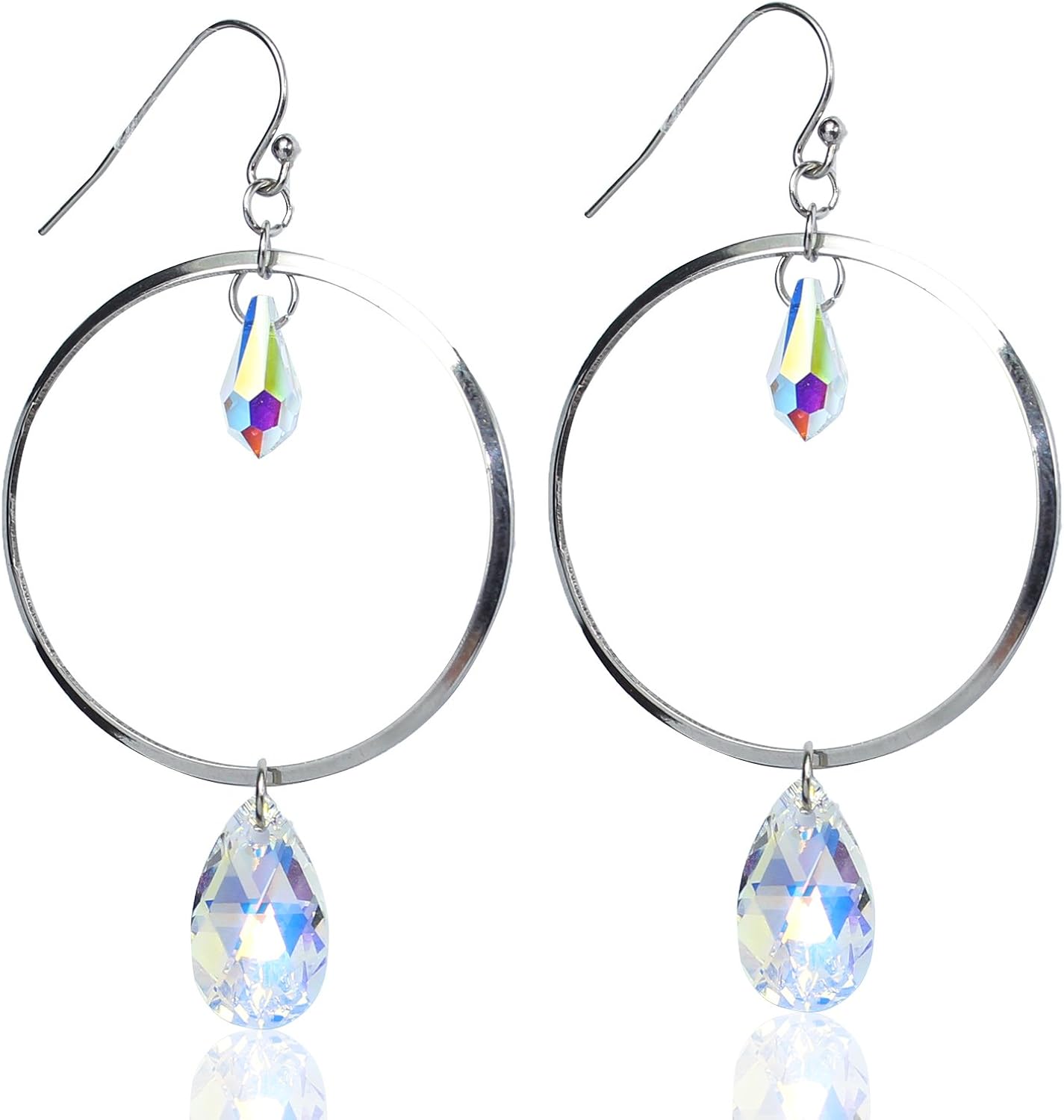 CewanCe Big Round & Swarovski Crystal Dancing earrings