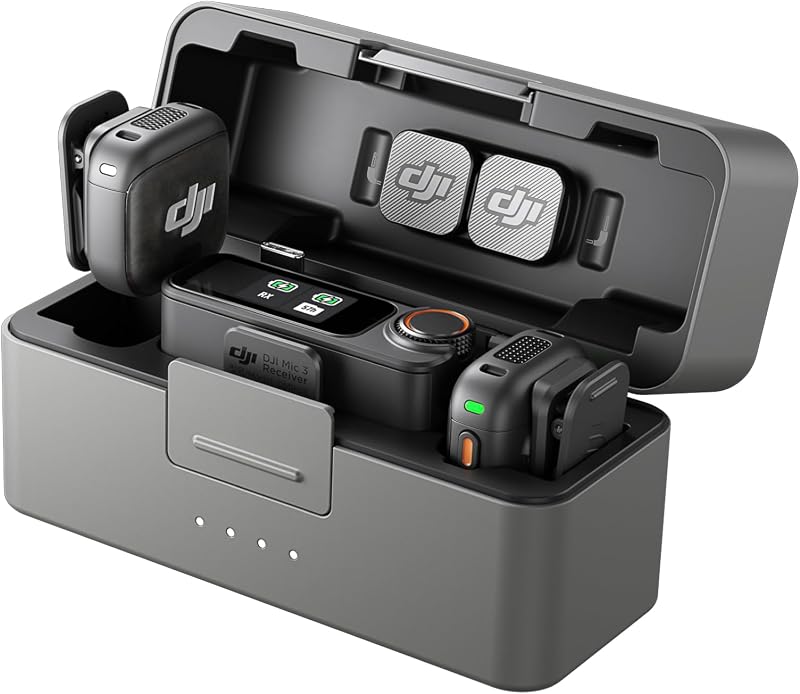 Mic 3 (2 TX + 1 RX + Boîtier de Recharge), Microphone sans Fil