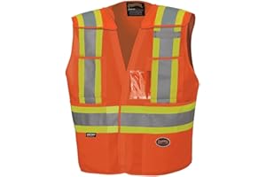 Pioneer Hi Vis Tear-Away Safety Vest for Men & Women - High Visibility Reflective Tape - Class 2 - Orange