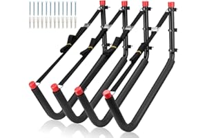 Naikozmo 4 Pack Kayaks Storage Racks, 20.5 Inch Heavy Duty Canoe Hangers, Wall Mount Hooks for Stand Up Paddle Boards, Surfboards, SUP, Ski, Snow Board, Black + Red
