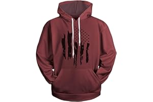 H HYFOL Graphic Hoodies for Men USA Flag American Patriotic Long Sleeve Pocket Pullover Sweatshirts