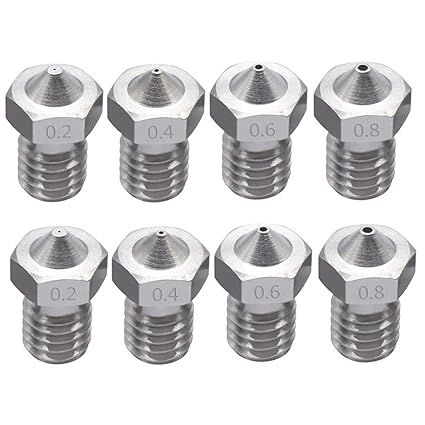 Lezed 8 Stück Hochwertige Extruderdüsen 3D Drucker Düsen Edelstahl Druckkopf 3D Drucker Düse 3D Extruder Düse 3D Printer Nozz