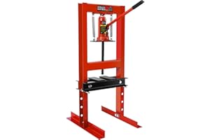 Dithoko Hydraulic Shop Press, 6 Ton H-Frame Garage Floor Mount Press with Adjustable Working Table, Garage Floor Adjustable Shop Press to Bend, Straighten or Press Parts (Red)