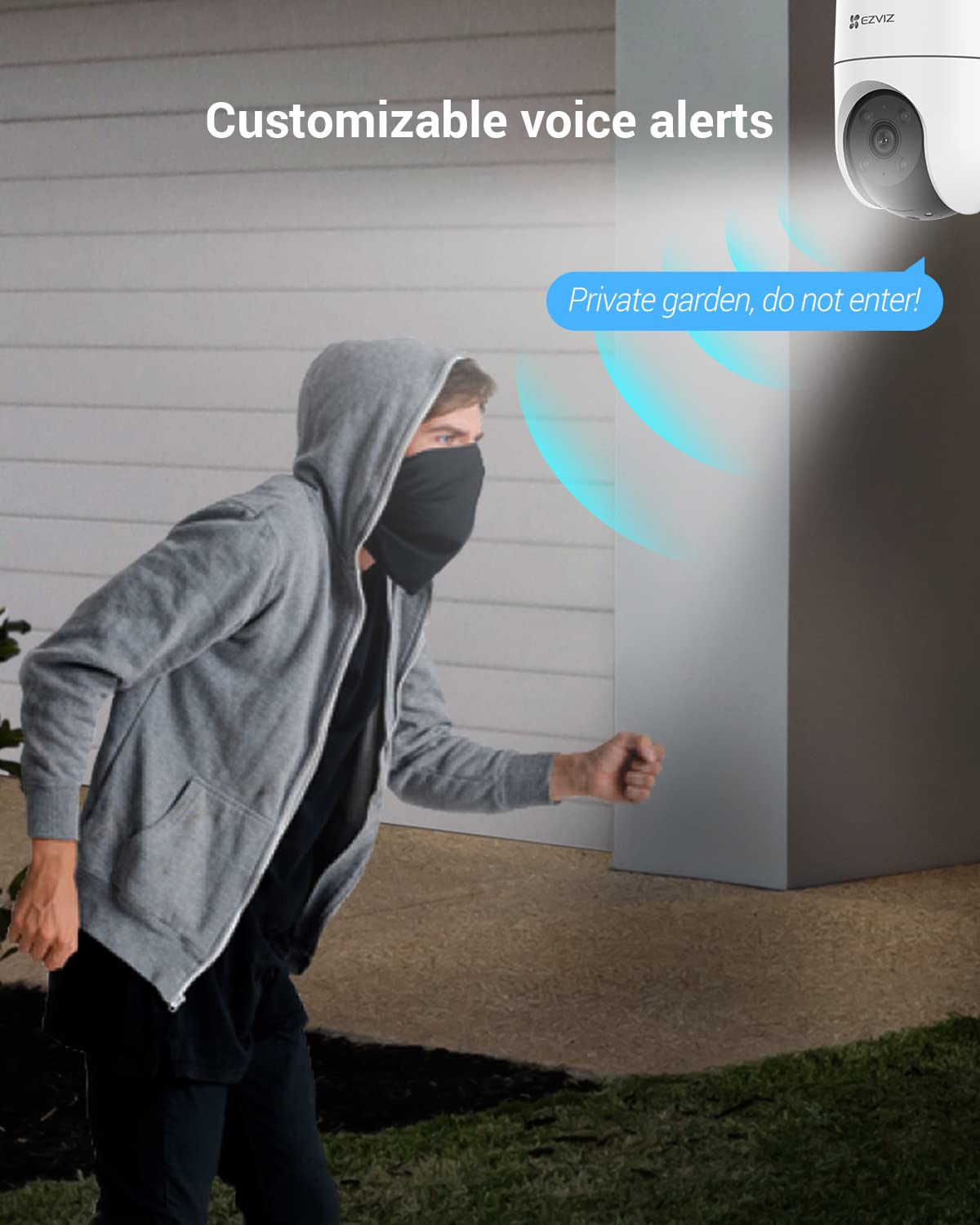 EZVIZ 2K+ Outdoor Camera Wired, 360° PTZ WiFi Camera for Home Security, Outside Surveillance with AI Detection Auto-Tracking, Color Night Vision, Two-Way Talk, Waterproof, Alexa, 512GB | H8C 4MP