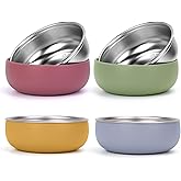 ShineMe Stainless Steel Bowls for Kids, 4 pack Toddler Bowls with Removable Colorful Silicone Sleeve, Unbreakable Baby Bowls for Soup, Cereal, Yogurt, Snacks...