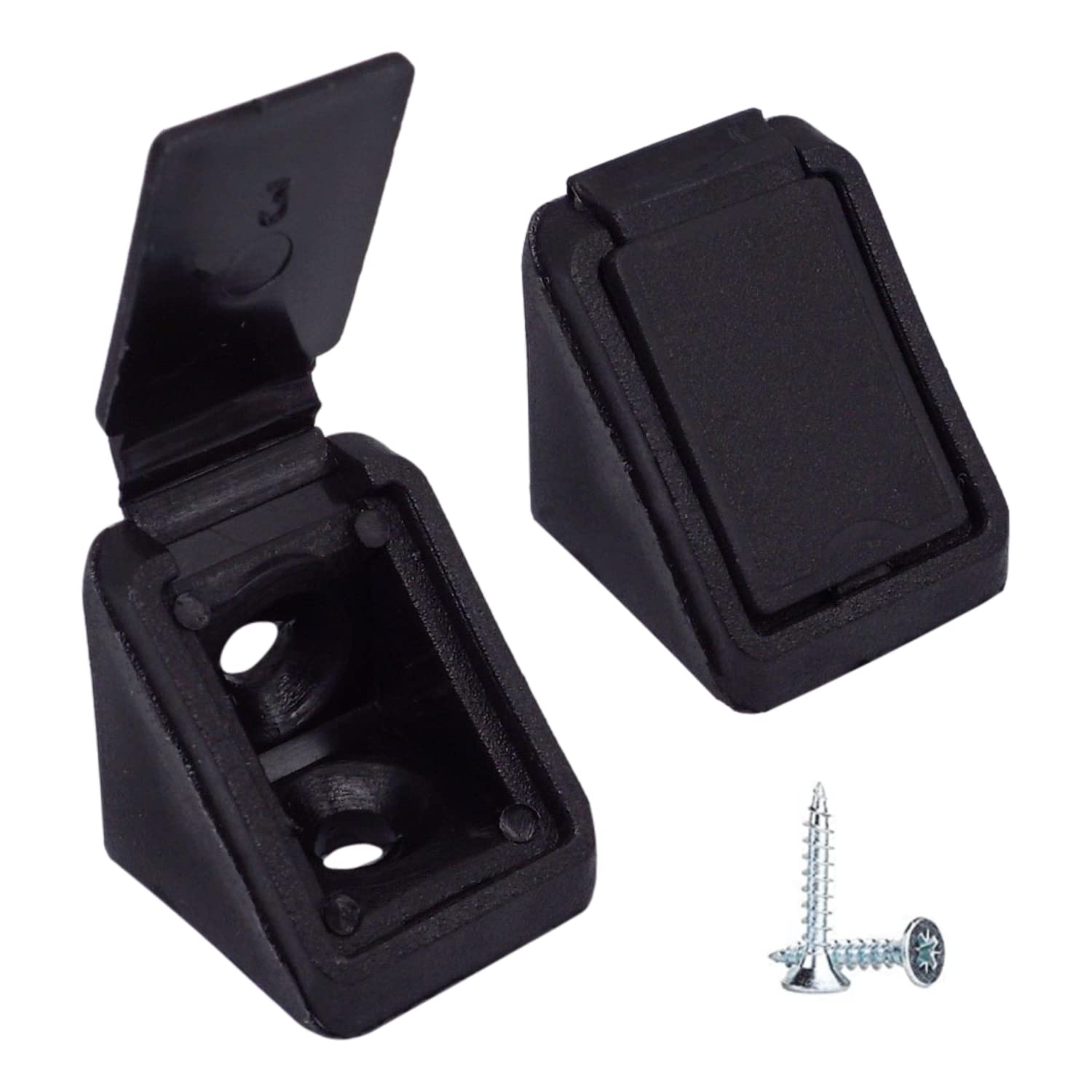 (Pack of 20 pcs) Black Shelf Brackets 20 x 20 mm, Furniture Corner Joints, 90 Degree Plastic Corner Brace Joint, Right Angle, Screws Included (20, Black)