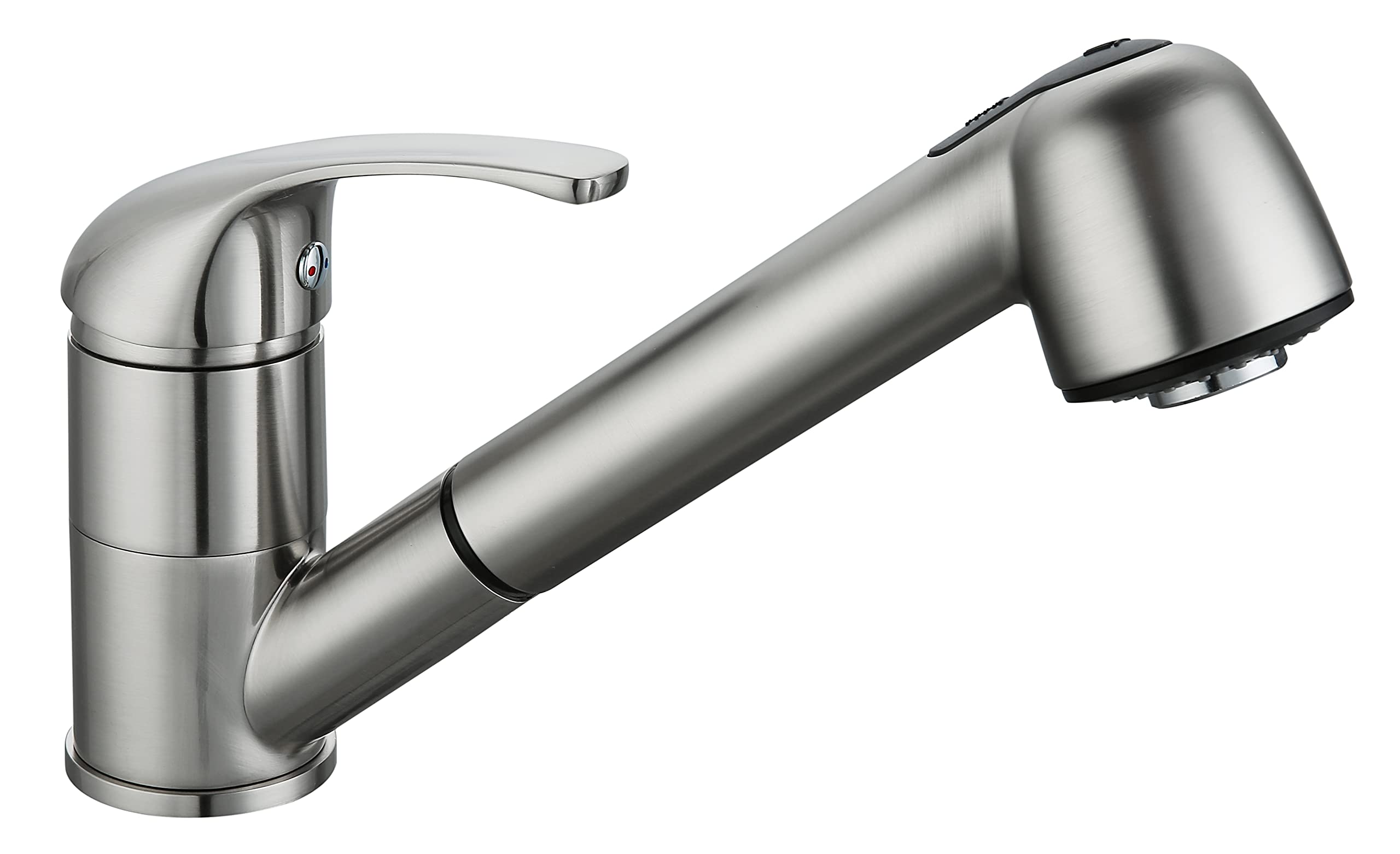 Edouard Rousseau Bago Sink Mixer Tap with 2 Jets Extendible Shower Head Flexible Double Stapled Hose 172 x 195 (Projection) mm, Stainless Steel