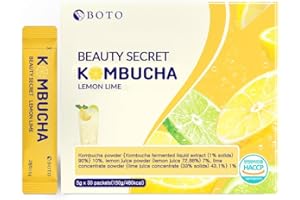 ZIOSTAND BOTO Kombucha Tea Organic Drink Sugar Free, Keto, Vegan, Low Calorie, Detoxifying Acids, Supports Gut Health, Non-GMO, Vegan, Gluten Free, Sparkling - Lemon Lime Tea - 30 of Pack