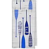 Qabliqo Lake House Decor, Lake Gifts Kitchen Towels, Gifts for Lakes Lovers Dish Tea Towels for Kitchen Decor, Navy Blue Boat Oar Decorative Hand Towels for Bathroom, 16x24 Inch