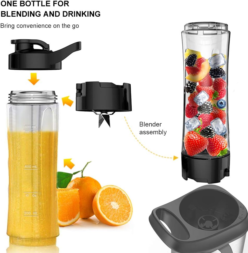 Personal Blender, Sboly Smoothie Blender Single Serve Small Blender for Juice Shakes and Smoothie with 20 oz Tritan BPA-Free Blender Cup, 300W (with Silicone Ice Cube Tray/Bottle Brush): Kitchen & Dining