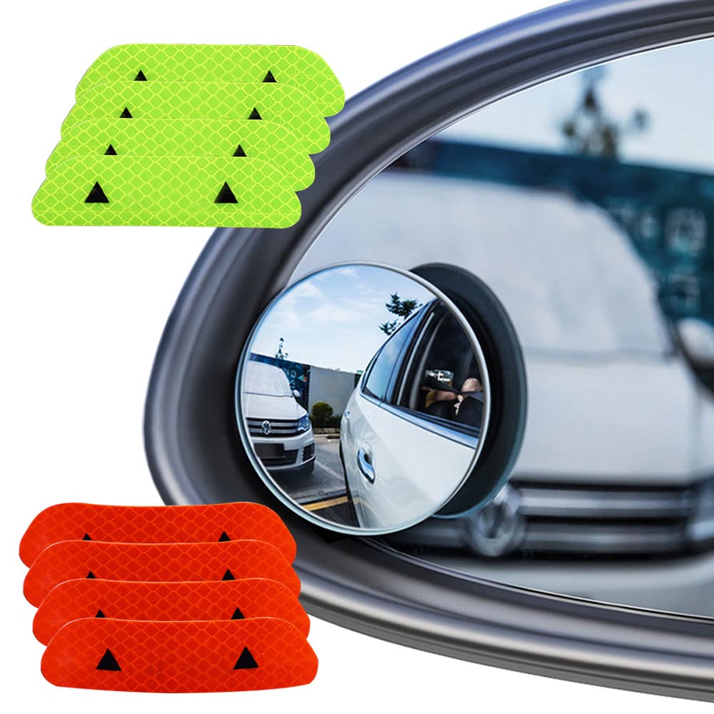 Senven® blind spot mirror (4 packs). Reflective sticker (8 packs). Rimless Hd glass wide angle swivel adjustable 360 °. Hd universal rear-view mirror, convex mirror，12 packs.