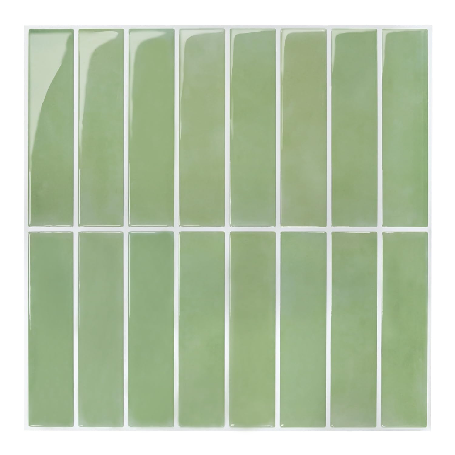 Commomy Peel and Stick Tile - 10 Pcs of 12'' x 12'' Vertical 3D Sage ...