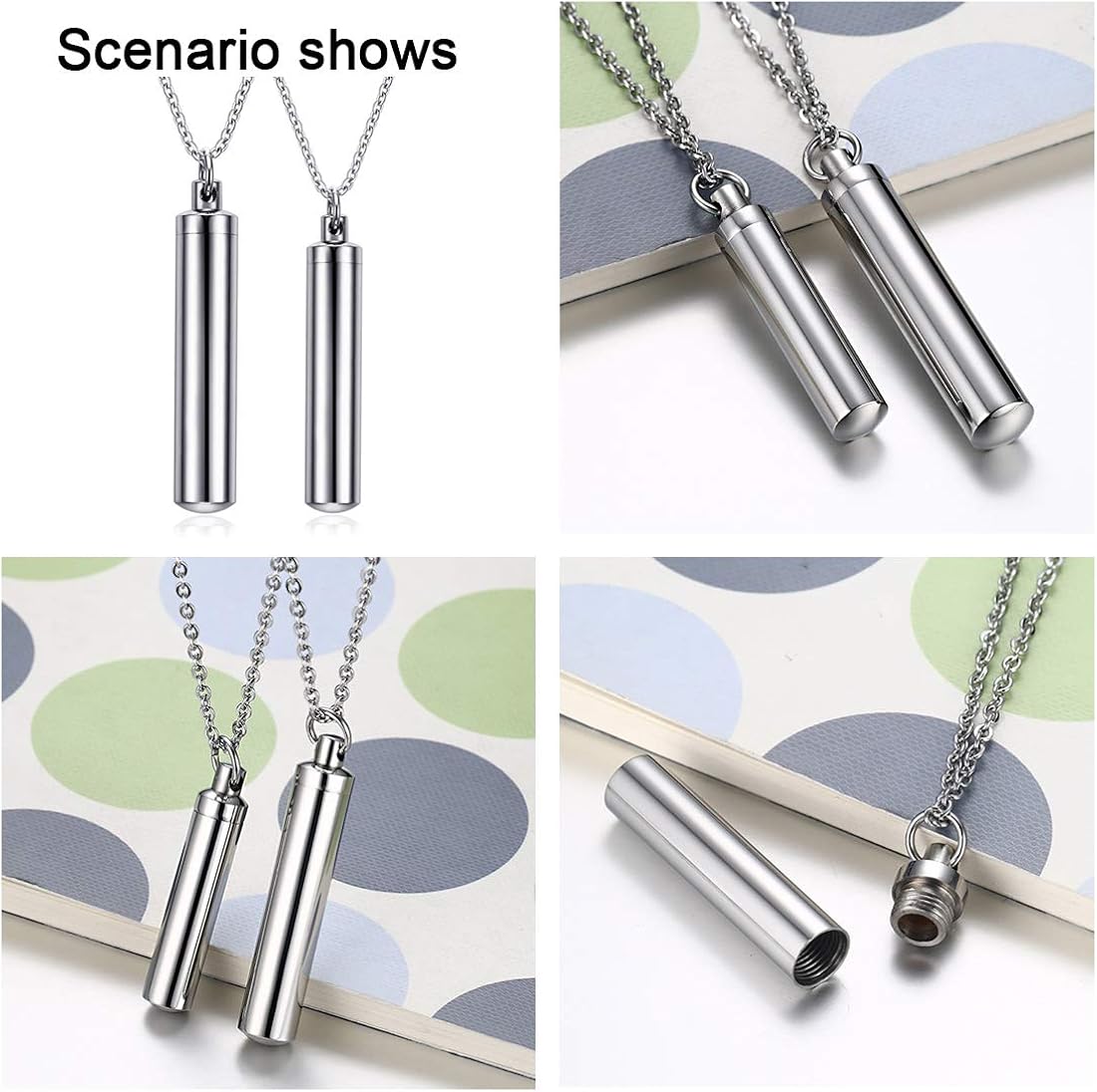 Cupimatch Cinerary Casket Locket Couple Pendant Necklace Chain - Image 5