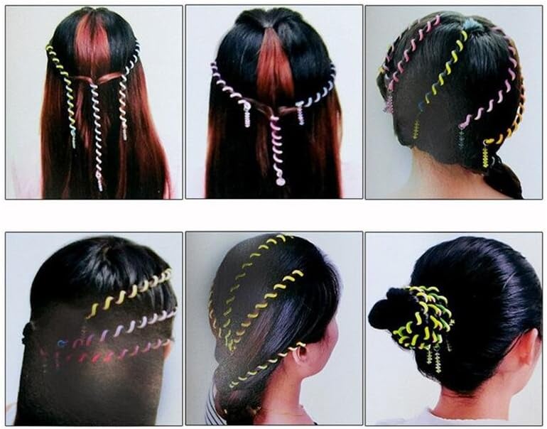 Wetietir 6Pcs Girls Hair Twist Wraps Hair Flexible Wire Spiral Spin Stick Hair Perm Rods