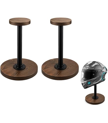 Helmet Stand – Metal Motorcycle Helmet Rack, Rotating Desktop Display Stand For Helmets, Caps & Hats (Black)