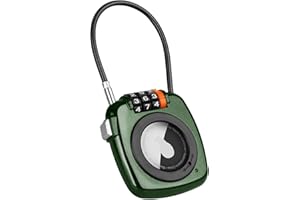 TUXON Compatible with Apple AirTag Secure Lock with Wire Cable, 3-Digit Combination Luggage Locks, Alloy Body Ultra Durable Anti-Lost Protective Case for Luggage, Bags, Suitcase, and Backpacks (GREEN)
