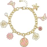 Madison Tyler Charm Bracelet | Gold Link Flower Butterfly Jewelry for Women | Dainty Spring Gift