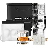 Berlinzo Premium Clear Ice Cube Maker Mold - 2 Large 2.1-inch Crystal Clear Ice Squares for Whiskey & Cocktails - Easy-to-Rem